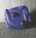 BAGUE EN CUIR FROISSE BLEU FONCE ET ONYX