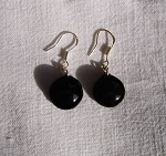Boucles d’oreilles une pierre ronde en onyx et argent 925