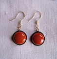 Boucles d’oreilles une pierre ronde en jaspe rouge et argent 925