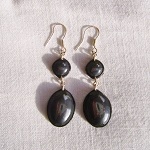 Boucles d’oreilles deux pierres ovales en h&eacute;matite et argent 925