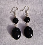Boucles d’oreilles deux pierres ovales en onyx et argent 925