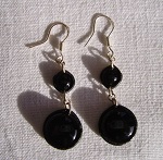 Boucles d’oreilles deux pierres rondes en onyx et argent 925