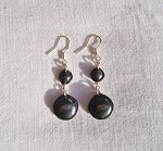 Boucles d’oreilles deux pierres rondes en h&eacute;matite et argent 925