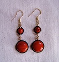 Boucles d’oreilles deux pierres rondes en jaspe rouge et argent 925