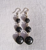Boucles d’oreilles trois pierres en h&eacute;matite et argent 925