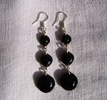 Boucles d’oreilles trois pierres en onyx et argent 925