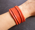 PETIT BRACELET CUIR FROISSE ROUILLE