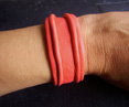 PETIT BRACELET CUIR FROISSE SAUMON