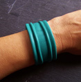 PETIT BRACELET CUIR FROISSE TURQUOISE