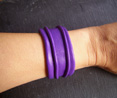 PETIT BRACELET CUIR FROISSE VIOLET CLAIR
