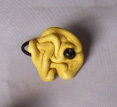 BAGUE FLEUR CUIR FROISSE JAUNE