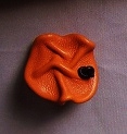 BAGUE FLEUR CUIR FROISSE ORANGE