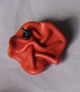BAGUE FLEUR CUIR FROISSE ROUILLE