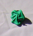 BAGUE FLEUR CUIR FROISSE VERT MENTHE