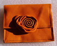 Porte monnaie porte cartes cuir souple orange