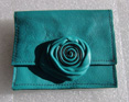 Porte monnaie porte cartes cuir souple vert turquoise